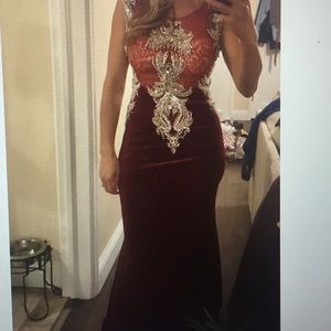 Stunning red velvet ball gown dress/prom dress